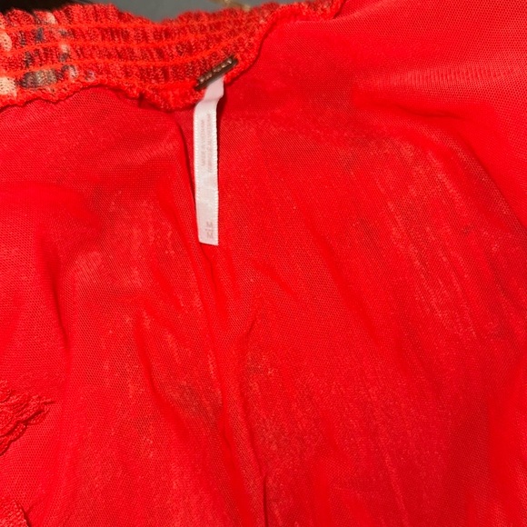 Free People Red Floral Sheer Top. Sz M - Picture 2 of 6
